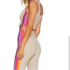 Beach Riot Tessa Top and Megan Leggings in Taupe Sunset Stripe.